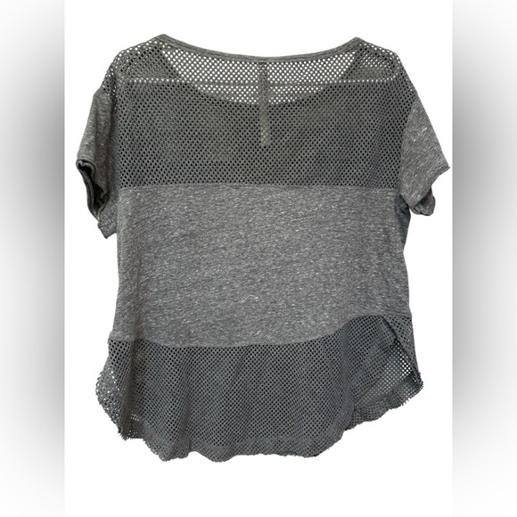 Free People Movement gray short sleeve partial mesh tee shirt - Picture 2 of 6
